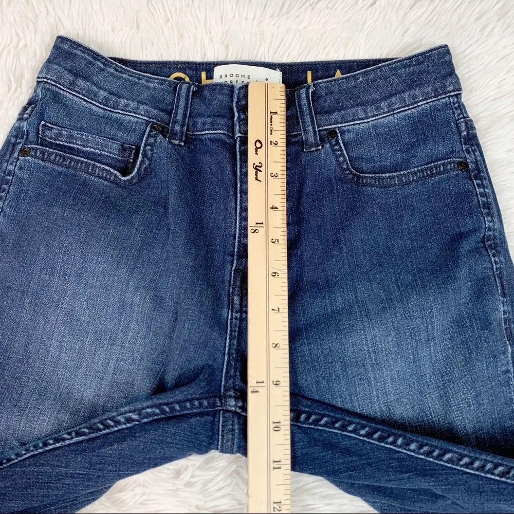 Kate Spade Broom Street‎ high rise straight jeans solid blue classic medium wash